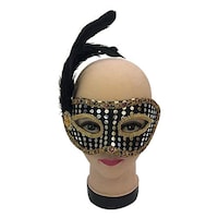 Picture of Black Feather Paillette Face Mask