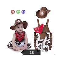 Picture of Baby Boy's Western Cowboy Romper Sets with Scarf and Hat