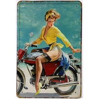 Picture of Retro Vintage Lady on Bike Tin Sign