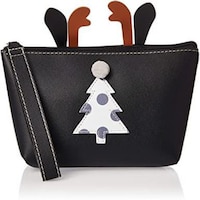 Picture of Christmas Tree Applique Design Pouch, Black & White