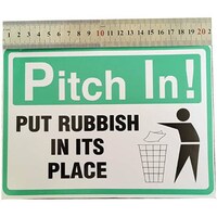 Picture of Put Rubbish in its Place Maintenance Vinyl Sign Sticker, 15 X 20 cm, 2 Pieces