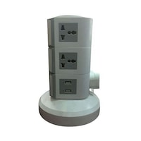 Picture of Universal Vertical Extension Socket with 2 USB Port, White and Grey