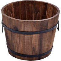 Picture of Yatai Round Shaped Wooden Garden Pots, Brown, Small