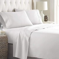 Picture of Elegant King Size Cotton Bedsheet with Pillow Covers, 3 Pcs, White