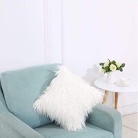 Picture of Ling Wei Decorative Super Soft Plush Faux Fur Cushion Case, White