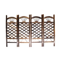 Picture of Wooden Fence with 4 Panels, Brown 1