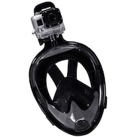 Picture of L size black Anti fog Detachable dry snorkeling full face mask set scuba diving mask compatible with GoPro action camera