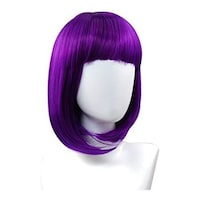 Picture of Synthetic Bob Hairstyle with Bangs Wig, 33cm, Purple