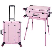 Picture of Makeup Trolley Case with LED Lights and Stand, Pink