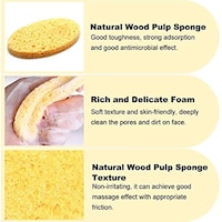 Picture of Natural Wood Pulp Facial Makeup Sponge, 5 Pieces, Yellow