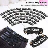 Picture of Anself Wig Toupee Hairpiece Clips, Black, Pack of 40