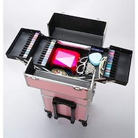 Picture of Viya Professional Makeup Trolley Case, 4 Layers, Pink