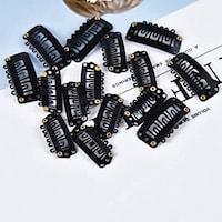 Picture of Timoo Soft U-Shaped Hair Extension Wigs Snap Clips, 50 pcs, Black