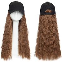 Picture of Sego Baseball Cap with Attached Synthetic Hair Wig, Curly, Light Brown
