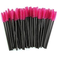 Picture of Viya Disposable Eyelash Mascara Makeup Brushes, 50 pcs, Black & Pink
