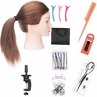 Picture of SOPHIRE Real Hair Mannequin Head with 9 Tools and Clamps, Dark Brown