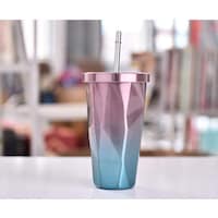 Picture of Chrome Tumbler With Straw And Lid, 480ml, Pink & Blue
