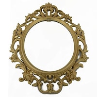 Picture of Plastic Oval Shaped Wall Mounted Decorative Mirror, Gold