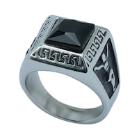 Picture of Stainless Steel Chic Retro Punk Style Ring, CO105, Silver & Black