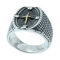Picture of Stainless Steel Chic Retro Punk Style Ring, CO117, Silver & Black