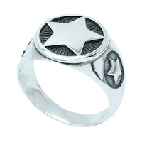 Picture of Stainless Steel Chic Retro Punk Style Ring, CO121, Silver & Black