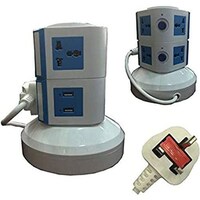 Picture of 2 Layers Universal Vertical Socket Extension with 2 USB Ports, Blue