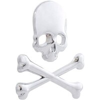 Picture of Skull with Bones Car Sticker, Silver