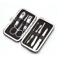Picture of PU Leather Manicure & Pedicure Grooming Nail Clipper Set, 7pcs, Red
