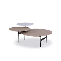 Picture of Neo Front Powder Coated Coffee Table Modern Design Round Shape Side Table for Home and Office - Beige