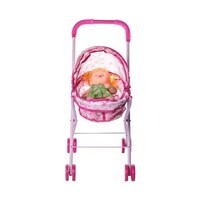 Picture of Baby Stroller with Doll, White & Pink