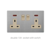Picture of golden stainless double 13A socket with switch V3-019