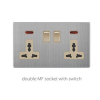 Picture of golden stainless V3-020 double MF socket with switch V3-020
