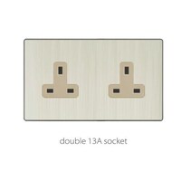 Picture of Golden Aluminum Double 13A Socket, V3-018