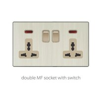Picture of Golden Aluminum Double MF Socket with Switch, V3-020