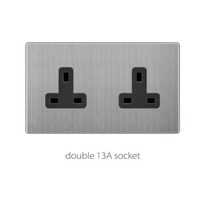 Picture of Coffee Stainless Double 13A Socket, V3-018