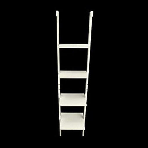 4 Tier Wooden Ladder Bookcase Shelf, White Ladder Bookcase With Storage