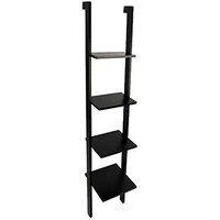 Picture of 4 Tier Wooden Ladder Bookcase Shelf Storage Organizer, Black