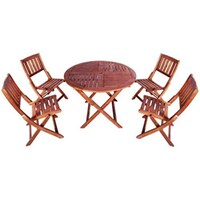 Picture of Acacia Wooden Round Bistro 4 Chairs & 1 Table Garden Dining Set, 5Pcs
