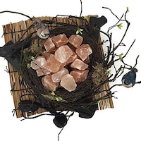 Picture of Pink Salt Lamp with Woven Twig Bird Nest Basket