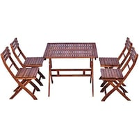 Picture of Acacia Wooden Square Bistro 4 Chairs & 1 Table Garden Dining Set, 5Pcs