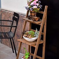 Picture of Natural Wood Rack Flowers Stand, 3 Layers