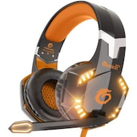 Picture of Stereo Gaming Over-Ear Headphones with LED Lights & Mic, G2000, Orange
