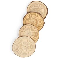 Picture of Natural Pine Wood Coaster Set, 4 pcs, 10 cm, Brown