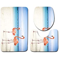 Picture of Printed Bathroom Non-Slip Pedestal, Lid And Bath Floor Mat - Set Of 3