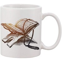 Picture of Holy Quran Design Coffee Mug, 325 ml, White & Brown