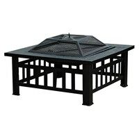 Picture of Outdoor Garden Square Fire Pit with Cover - Bronze