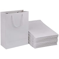 Picture of Kraft Paper Gift Bags, White, 50 pcs