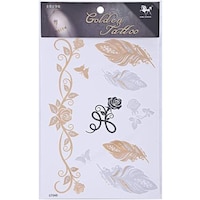 Picture of Feather Rose Golden Tattoo, GT048 - Multi Color