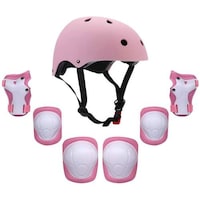 Picture of 7 in 1 Adjustable Kids Skating Helmet and Pads Set, Pink, 7 pcs