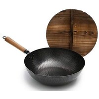 Picture of Traditional Hand Hammered Iron Wok, Black